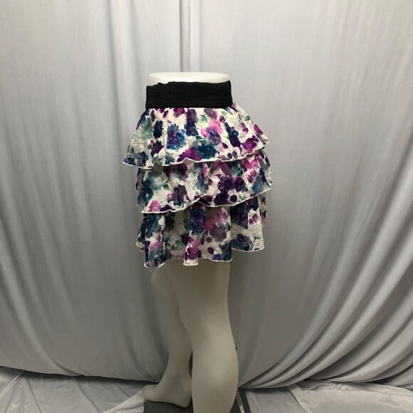Joe Benbasset Ruffled Mini Skirt Womens Size Medium Floral Lace Stretch Fairy - Picture 2 of 5